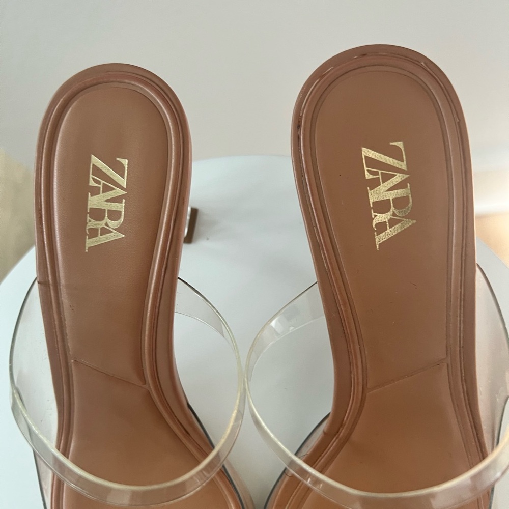 Zara Tan Heels with Crystal Accents - Picture 3 of 5